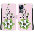 For Xiaomi 12T / 12T Pro Crystal Texture Colored Drawing Leather Phone Case(Lily)