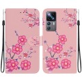 For Xiaomi 12T / 12T Pro Crystal Texture Colored Drawing Leather Phone Case(Cherry Blossoms)