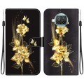 For Xiaomi Mi 10T Lite 5G Crystal Texture Colored Drawing Leather Phone Case(Gold Butterfly Rose)