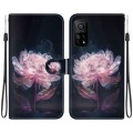 For Xiaomi Mi 10T Pro 5G / 10T Pro Crystal Texture Colored Drawing Leather Phone Case(Purple Peony)