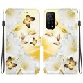 For Xiaomi Mi 10T Pro 5G / 10T Pro Crystal Texture Colored Drawing Leather Phone Case(Gold Butterfly