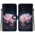 For Xiaomi Poco M4 5G Crystal Texture Colored Drawing Leather Phone Case(Purple Peony)