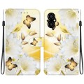 For Xiaomi Poco M4 5G Crystal Texture Colored Drawing Leather Phone Case(Gold Butterfly Epiphyllum)