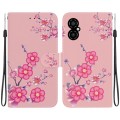 For Xiaomi Poco M4 5G Crystal Texture Colored Drawing Leather Phone Case(Cherry Blossoms)