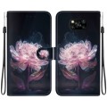 For Xiaomi Poco X3 NFC / X3 Crystal Texture Colored Drawing Leather Phone Case(Purple Peony)