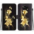 For Xiaomi Poco X3 NFC / X3 Crystal Texture Colored Drawing Leather Phone Case(Gold Butterfly Rose)