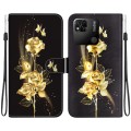 For Xiaomi Redmi 10A Crystal Texture Colored Drawing Leather Phone Case(Gold Butterfly Rose)