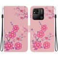 For Xiaomi Redmi 10A Crystal Texture Colored Drawing Leather Phone Case(Cherry Blossoms)
