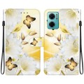 For Xiaomi Redmi 10 5G / Note 11E Crystal Texture Colored Drawing Leather Phone Case(Gold Butterfly