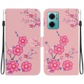 For Xiaomi Redmi 10 5G / Note 11E Crystal Texture Colored Drawing Leather Phone Case(Cherry Blossoms