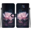 For Xiaomi Redmi 9 / 9 Prime Crystal Texture Colored Drawing Leather Phone Case(Purple Peony)