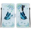 For Xiaomi Redmi 9 / 9 Prime Crystal Texture Colored Drawing Leather Phone Case(Blue Pansies)