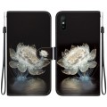 For Xiaomi Redmi 9A Crystal Texture Colored Drawing Leather Phone Case(Crystal Peony)