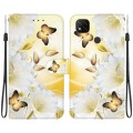 For Xiaomi Redmi 9C Crystal Texture Colored Drawing Leather Phone Case(Gold Butterfly Epiphyllum)