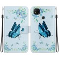For Xiaomi Redmi 9C Crystal Texture Colored Drawing Leather Phone Case(Blue Pansies)