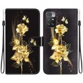 For Xiaomi Redmi 10 / 10 Prime Crystal Texture Colored Drawing Leather Phone Case(Gold Butterfly Ros