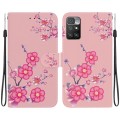 For Xiaomi Redmi 10 / 10 Prime Crystal Texture Colored Drawing Leather Phone Case(Cherry Blossoms)