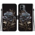 For Xiaomi Redmi A1+ / Poco C50 Crystal Texture Colored Drawing Leather Phone Case(Black Rose)