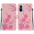 For Xiaomi Redmi K40 / K40 Pro Crystal Texture Colored Drawing Leather Phone Case(Cherry Blossoms)