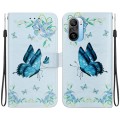 For Xiaomi Redmi K40 / K40 Pro Crystal Texture Colored Drawing Leather Phone Case(Blue Pansies)