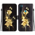 For Xiaomi Redmi Note 8 Crystal Texture Colored Drawing Leather Phone Case(Gold Butterfly Rose)