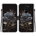 For Xiaomi Redmi Note 8 Pro Crystal Texture Colored Drawing Leather Phone Case(Black Rose)
