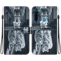 For Xiaomi Redmi Note 8T Crystal Texture Colored Drawing Leather Phone Case(Cat Tiger Reflection)