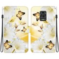 For Xiaomi Redmi Note 9 Pro / 9S Crystal Texture Colored Drawing Leather Phone Case(Gold Butterfly E
