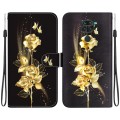 For Xiaomi Redmi Note 9 Crystal Texture Colored Drawing Leather Phone Case(Gold Butterfly Rose)