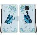 For Xiaomi Redmi Note 9 Crystal Texture Colored Drawing Leather Phone Case(Blue Pansies)
