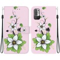 For Xiaomi Redmi Note 10 5G / Poco M3 Pro Crystal Texture Colored Drawing Leather Phone Case(Lily)