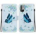 For Xiaomi Redmi Note 10 5G / Poco M3 Pro Crystal Texture Colored Drawing Leather Phone Case(Blue Pa