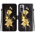 For Xiaomi Redmi Note 10 Lite Crystal Texture Colored Drawing Leather Phone Case(Gold Butterfly Rose