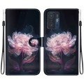 For Xiaomi 11T / 11T Pro Crystal Texture Colored Drawing Leather Phone Case(Purple Peony)