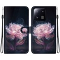 For Xiaomi 13 Pro 5G Crystal Texture Colored Drawing Leather Phone Case(Purple Peony)