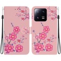 For Xiaomi 13 Pro 5G Crystal Texture Colored Drawing Leather Phone Case(Cherry Blossoms)