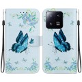 For Xiaomi 13 Pro 5G Crystal Texture Colored Drawing Leather Phone Case(Blue Pansies)