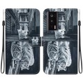 For Xiaomi Poco F5 Pro Crystal Texture Colored Drawing Leather Phone Case(Cat Tiger Reflection)