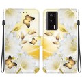 For Xiaomi Poco F5 Pro Crystal Texture Colored Drawing Leather Phone Case(Gold Butterfly Epiphyllum)