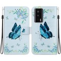 For Xiaomi Poco F5 Pro Crystal Texture Colored Drawing Leather Phone Case(Blue Pansies)
