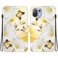 For Xiaomi Mi 11 Lite Crystal Texture Colored Drawing Leather Phone Case(Gold Butterfly Epiphyllum)
