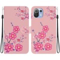 For Xiaomi Mi 11 Lite Crystal Texture Colored Drawing Leather Phone Case(Cherry Blossoms)