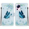 For Xiaomi 13 Lite / Civi 2 Crystal Texture Colored Drawing Leather Phone Case(Blue Pansies)