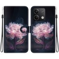 For Xiaomi Redmi Note 13 5G Crystal Texture Colored Drawing Leather Phone Case(Purple Peony)