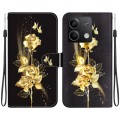 For Xiaomi Redmi Note 13 5G Crystal Texture Colored Drawing Leather Phone Case(Gold Butterfly Rose)