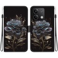 For Xiaomi Redmi Note 13 5G Crystal Texture Colored Drawing Leather Phone Case(Black Rose)