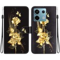 For Xiaomi Redmi Note 13 Pro 5G Crystal Texture Colored Drawing Leather Phone Case(Gold Butterfly Ro