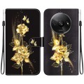 For Xiaomi Redmi A3 Crystal Texture Colored Drawing Leather Phone Case(Gold Butterfly Rose)