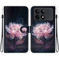 For Xiaomi Redmi K70E / Poco X6 Pro Crystal Texture Colored Drawing Leather Phone Case(Purple Peony)