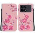 For Xiaomi Redmi K70E / Poco X6 Pro Crystal Texture Colored Drawing Leather Phone Case(Cherry Blosso